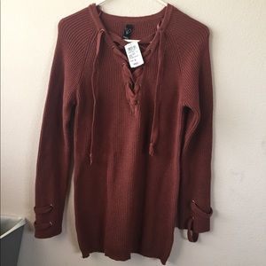 windsor lace up knit sweater